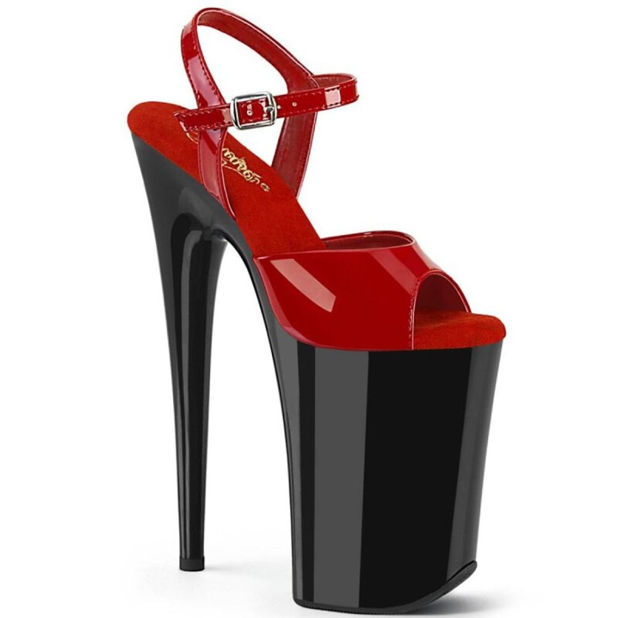 High Heels Pleaser | Pleaser Infinity-909 Plateau Sandaletten Lack Rot