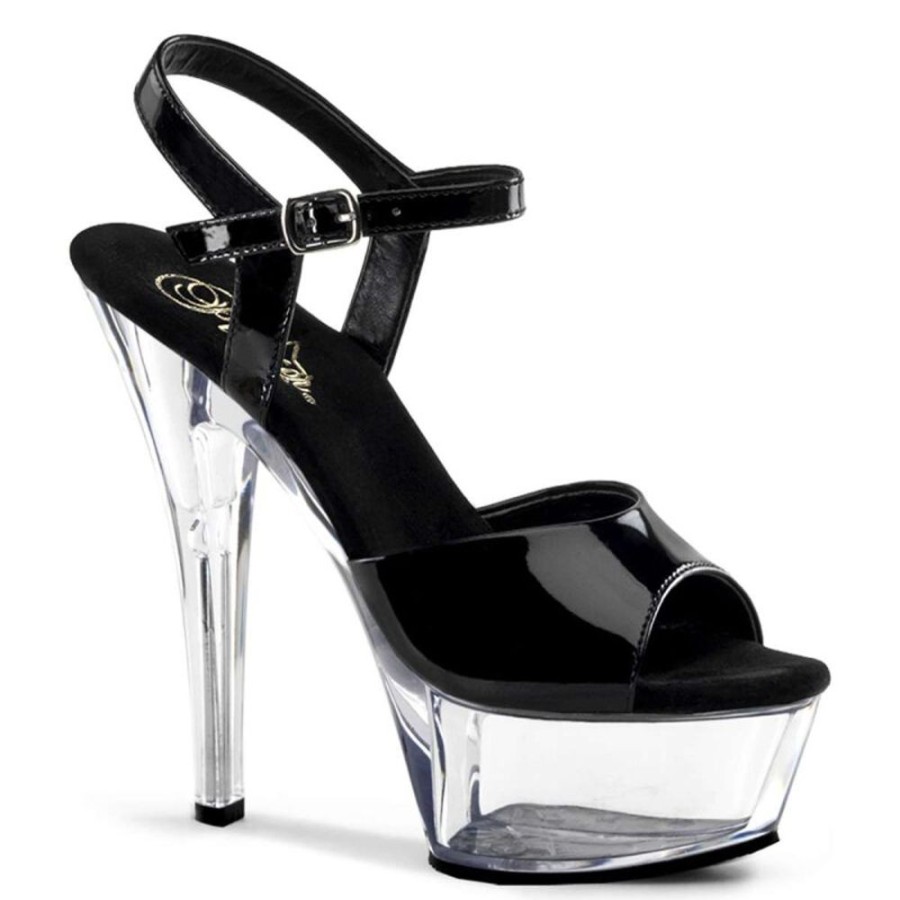 High Heels Pleaser | Pleaser Sandalette Kiss-209 Schwarz Transparent