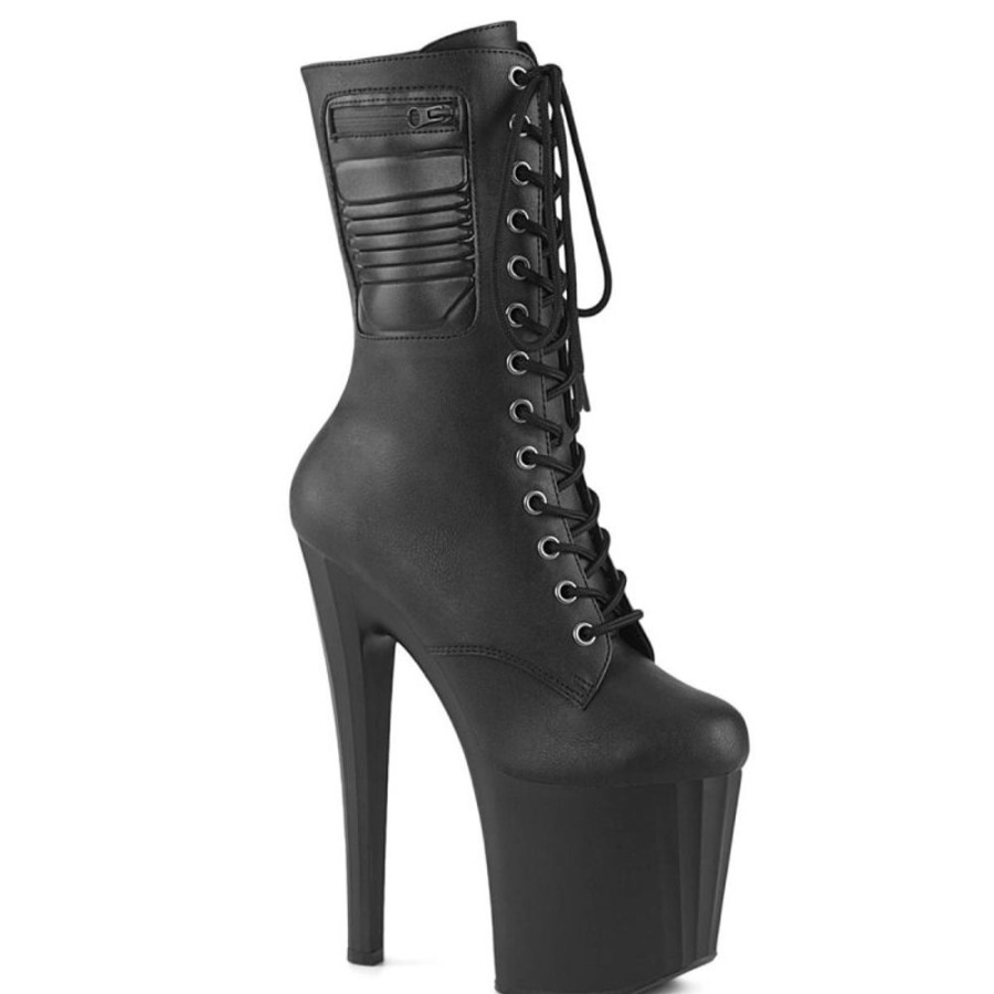 High Heels Pleaser | Pleaser Enchant-1040Pk Plateau Stiefel Kunstleder Schwarz